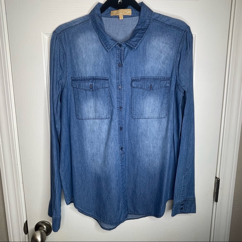 Free Heart Blue Jean Button Up